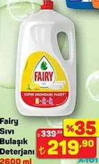 FAİRY SIVI BULAŞIK DETERJANI 2600 ML fiyat ve kampanya bilgisi
